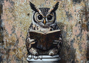 Wise Owl Reading a Book