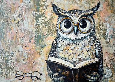 Wise Owl Reading a Book