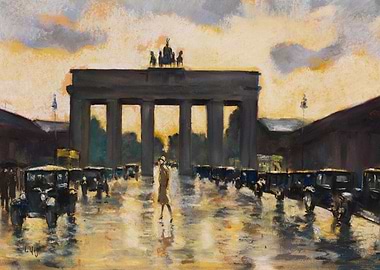 Brandenburg Gate at Dusk with Cars