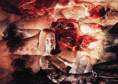 Ethereal Figure with Floral Background