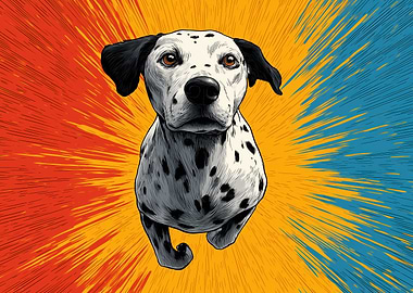 Dalmatian Dog Running with Burst Background