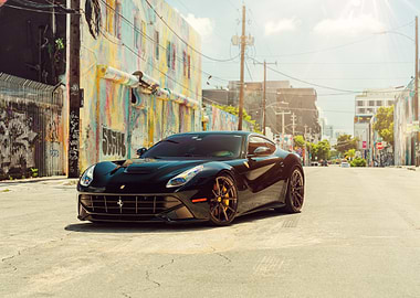 Black Ferrari F12 in Urban Setting