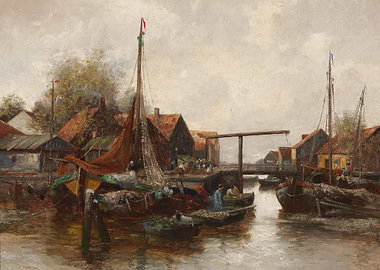 Boats in a Dutch Harbor