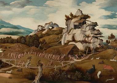 Ancient Scene with Figures and Animals