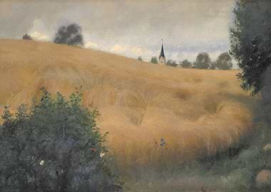 Wheat Field with Distant Church