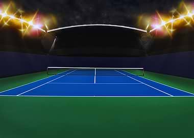 Indoor Tennis Court with Lights
