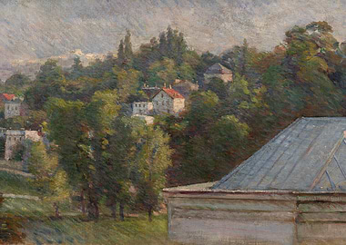 Impressionist Landscape of a Village on a Hill