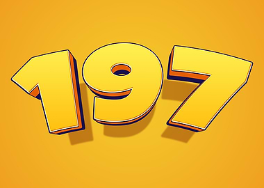Number 197 in 3D Yellow Font