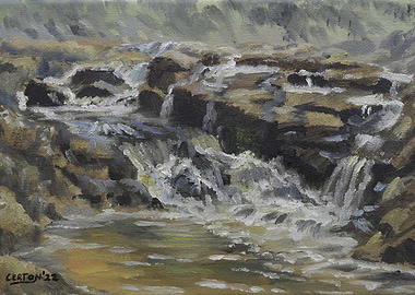 Waterfall over rocks