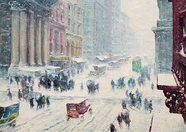 Snowy City Street Scene