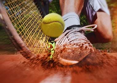 Tennis player about to hit the ball