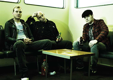 alkaline trio chairs sitting with drinks