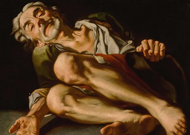 Painting of a sleeping old man