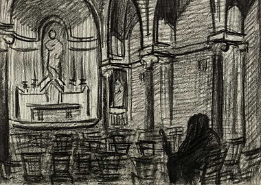 Interior of a Church with a Figure