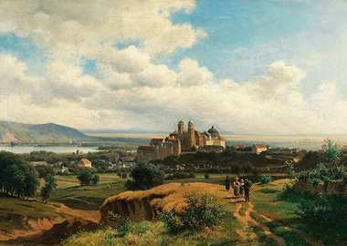 Monastery Overlooking a River Valley