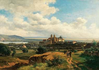 Monastery Overlooking a River Valley