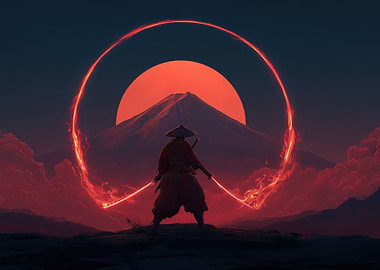 Samurai with Fiery Swords