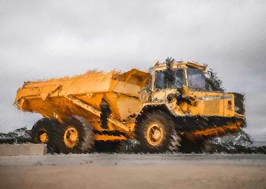 Yellow Art Style Dump Truck