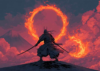 Samurai Warrior with Fiery Ring