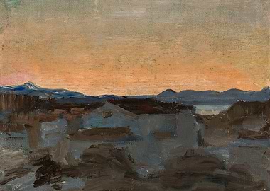 Sunset over a Coastal Town