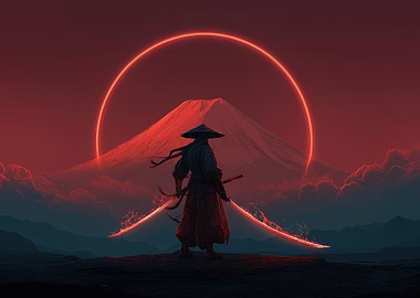 Samurai with Glowing Swords
