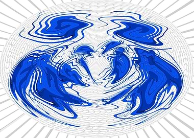 Abstract Blue Swirls on White Background 1ASQ