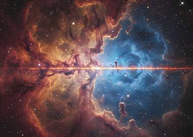 Cosmic Nebula with Starry Background