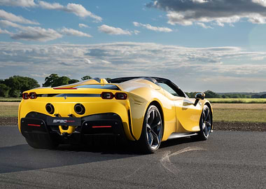Yellow Ferrari SF90 Spider Convertible