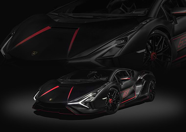 Black Lamborghini with Red Accents