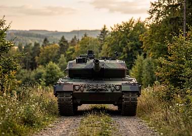 Leopard 2 Tank on Forest Path