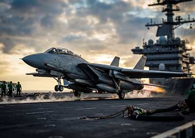 F-14 Tomcat taking off from aircraft carrier