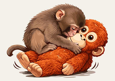 Punch Monkey, Lonely Baby Monkey & Mama Doll.