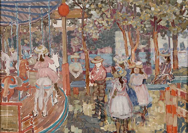 Carousel Scene with People