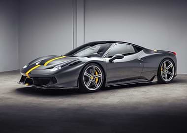 Gray Ferrari with Yellow Stripes