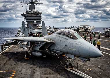 F-14 Tomcat on Aircraft Carrier Deck