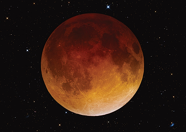 Blood Moon in Starry Sky