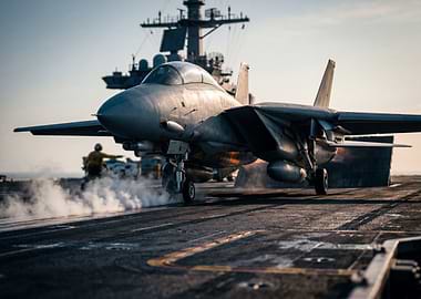 F-14 Tomcat on Aircraft Carrier
