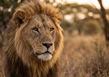 Majestic Lion in African Savannah