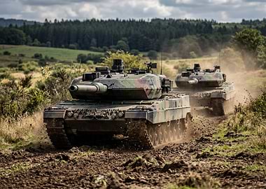 Tanks on a dirt track