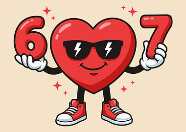 Cute Heart 67 Poster, Funny Love Cartoon Wall Art, Red Heart Character Print