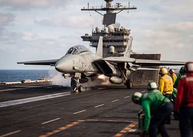 F-14 Tomcat landing on aircraft carrier