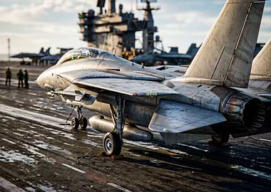 F-14 Tomcat on Aircraft Carrier