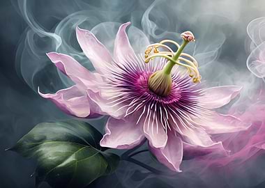 Passiflora flower with smoke