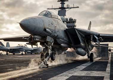 F-14 Tomcat on Aircraft Carrier