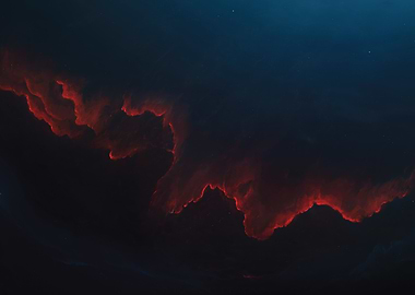 Cosmic Nebula with Red Hues