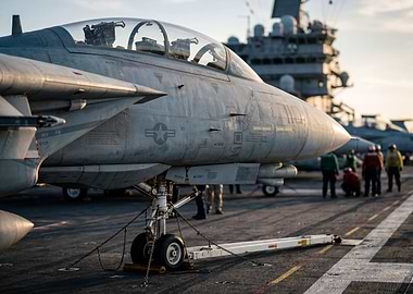 F-14 Tomcat on Aircraft Carrier