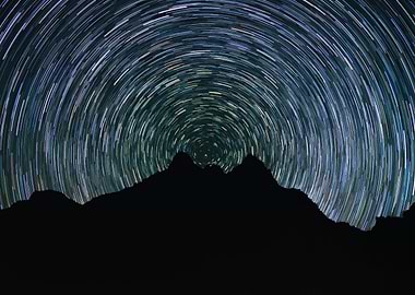 Star Trails Over Mountains