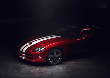Red Dodge Viper with White Stripes
