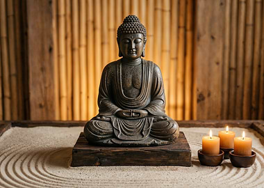 Zen Garden Buddha Statue with Candles