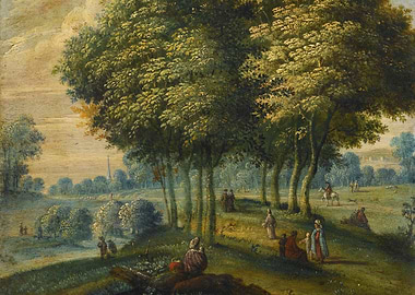 Pastoral Landscape with Figures and Trees